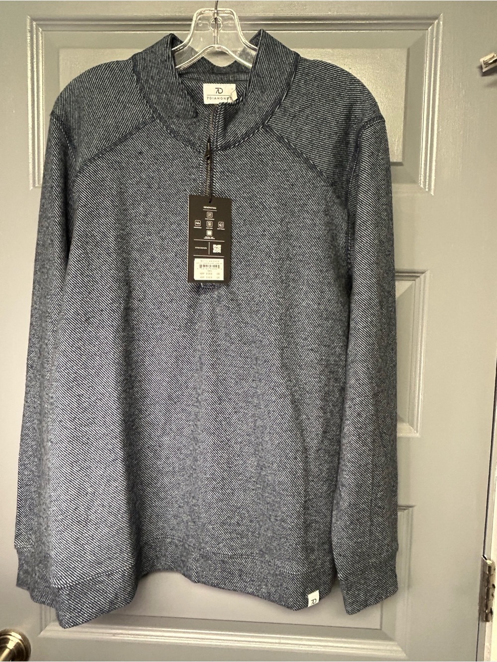 7 Diamonds blue mini stripe 1/4 zip pullover. Size Medium. New with tags!